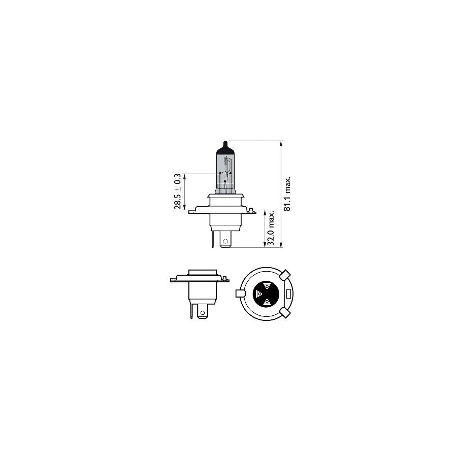 PHILIPS 12342WVUB1 Bulb, spotlight H4 12V 60/55W P43t-38 4500K Halogen