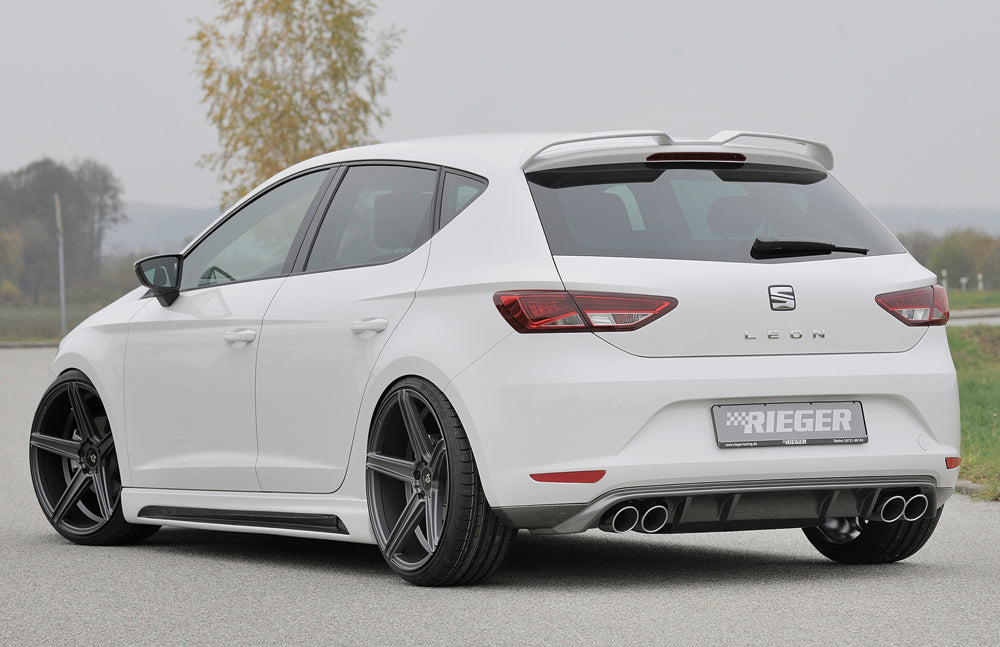 Rieger 00099248 SEAT 5F Leon Rear Diffuser for Twin Tailpipe Left & Right - Carbon-Look