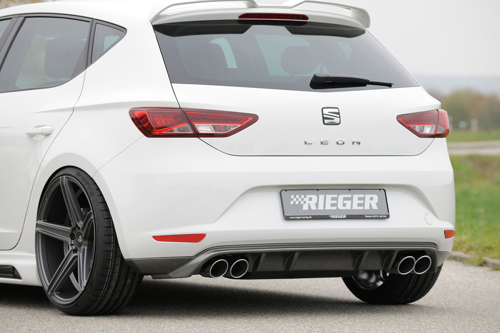 Rieger 00099248 SEAT 5F Leon Rear Diffuser for Twin Tailpipe Left & Right - Carbon-Look