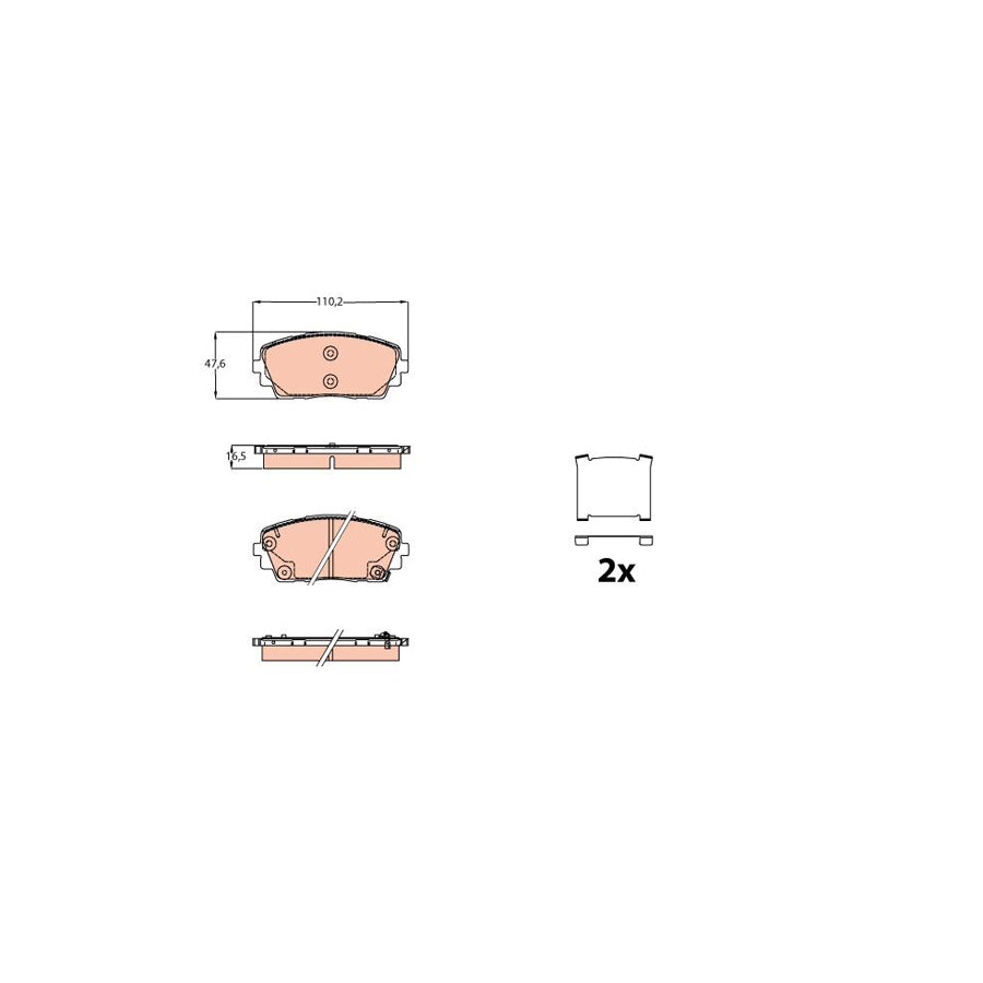 TRW Gdb2160 Brake Pad Set For Kia Picanto Ii Ta With Acoustic Wear Warning With Accessories