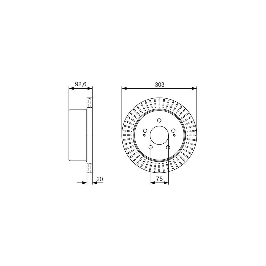 BOSCH 0 986 479 V26 Brake Disc Vented Oiled