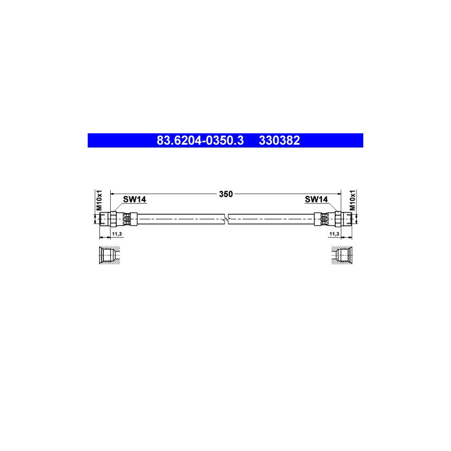 ATE 83 6204 0350 3 Brake Hose 350Mm