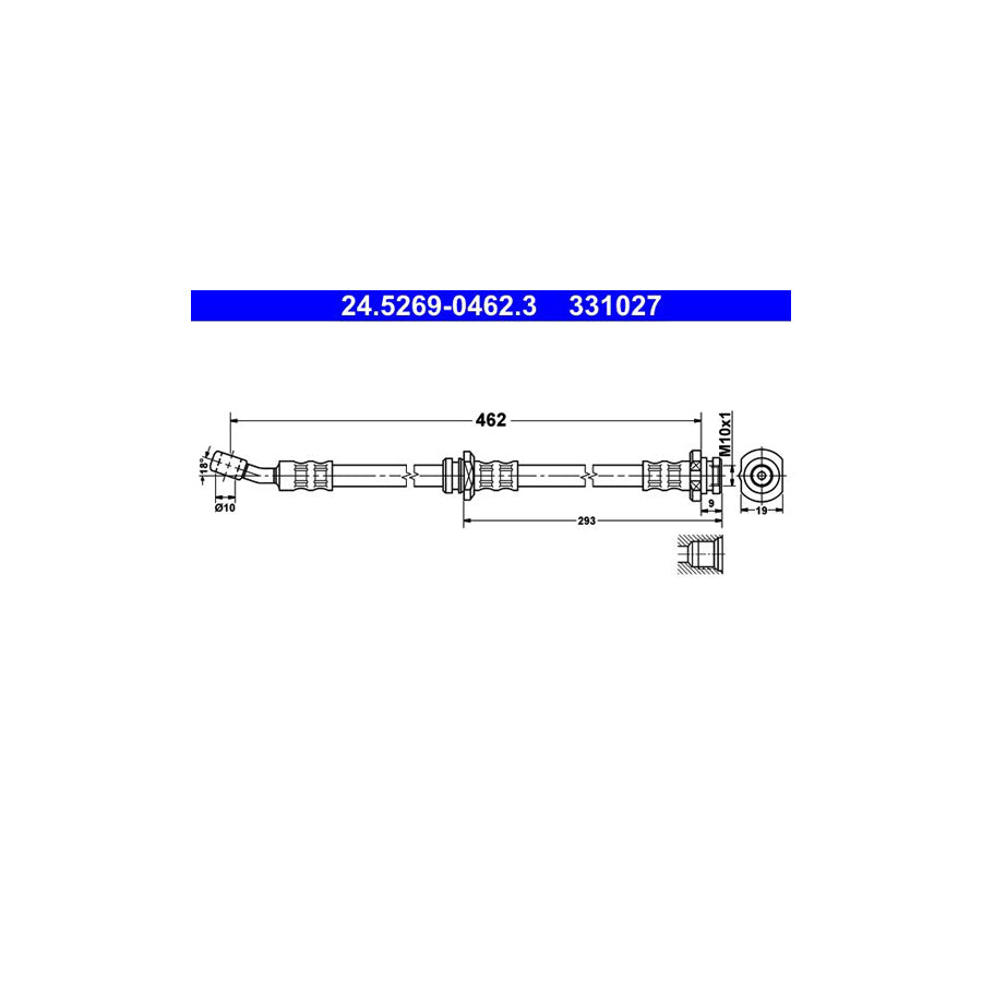 ATE 24 5269 0462 3 Brake Hose for NISSAN Micra II Hatchback K11 462Mm M10X1