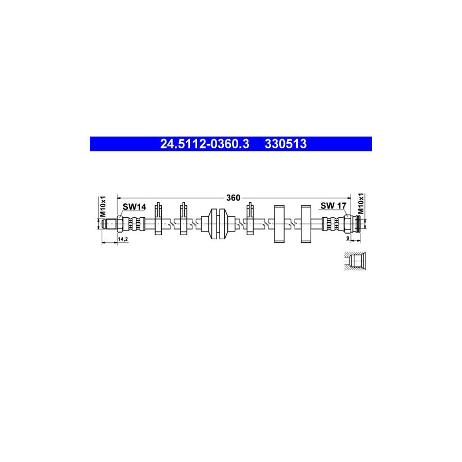 ATE 24 5112 0360 3 Brake Hose 360Mm M10X1