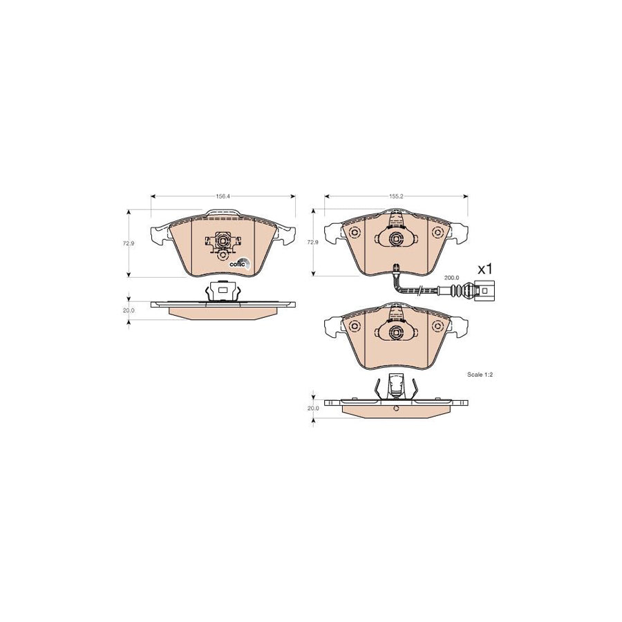 TRW Cotec Gdb1616 Brake Pad Set Incl Wear Warning Contact