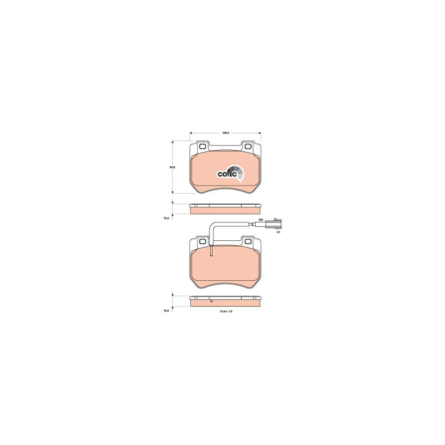 TRW Cotec Gdb1904 Brake Pad Set Incl Wear Warning Contact