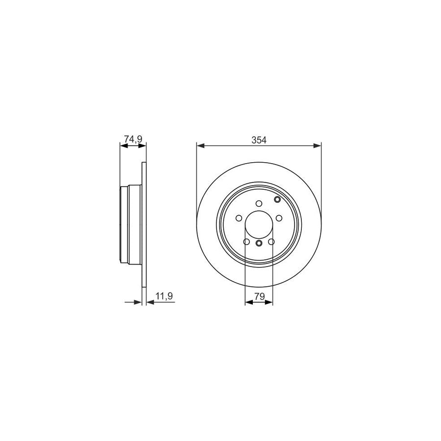 BOSCH 0 986 479 612 Brake Disc for LAND ROVER Range Rover III L322 Solid Coated