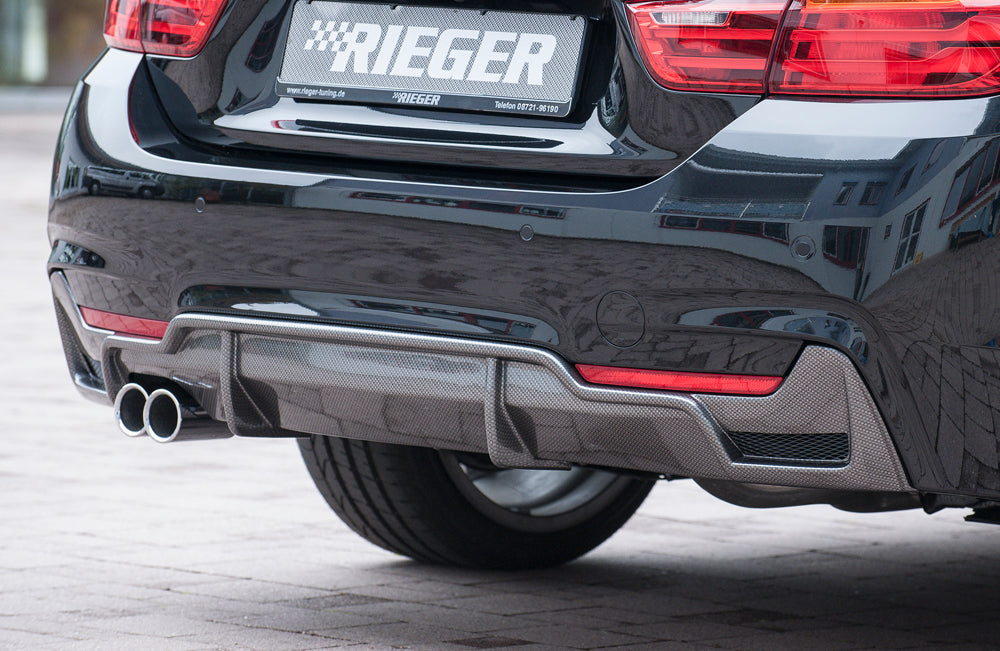Rieger 00099265 BMW 4 Series F32 F33 F36 Rear Diffuser for Original Twin Tailpipe Left - Carbon-Look