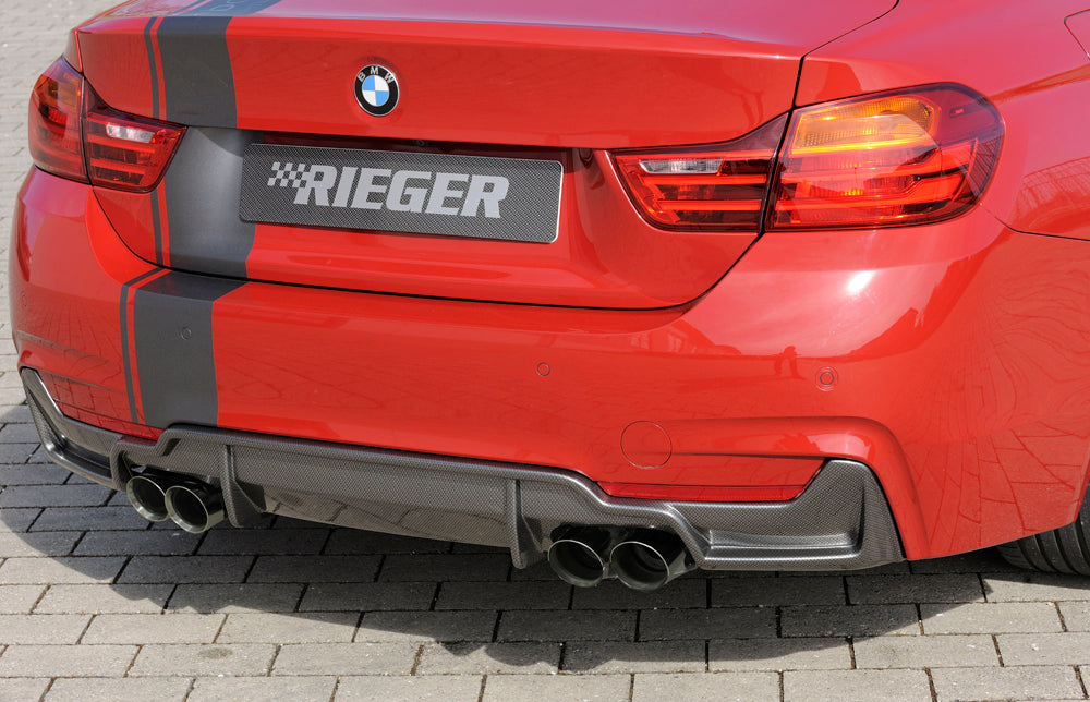 Rieger 00099263 BMW 4 Series F32 F33 F36 Rear Diffuser for Twin Tailpipe Left & Right - Carbon-Look