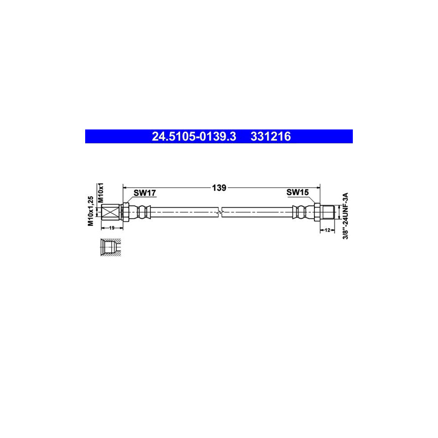ATE 24 5105 0139 3 Brake Hose 139Mm