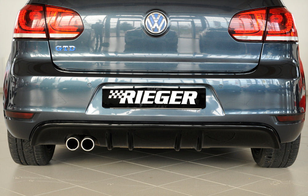 Rieger 00088019 VW Mk6 Golf GTD Rear Diffuser for Original Twin Tailpipe Left - Glossy Black