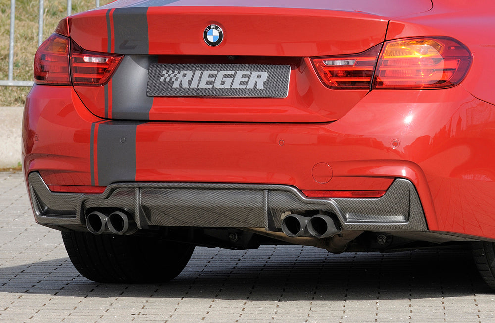Rieger 00099263 BMW 4 Series F32 F33 F36 Rear Diffuser for Twin Tailpipe Left & Right - Carbon-Look