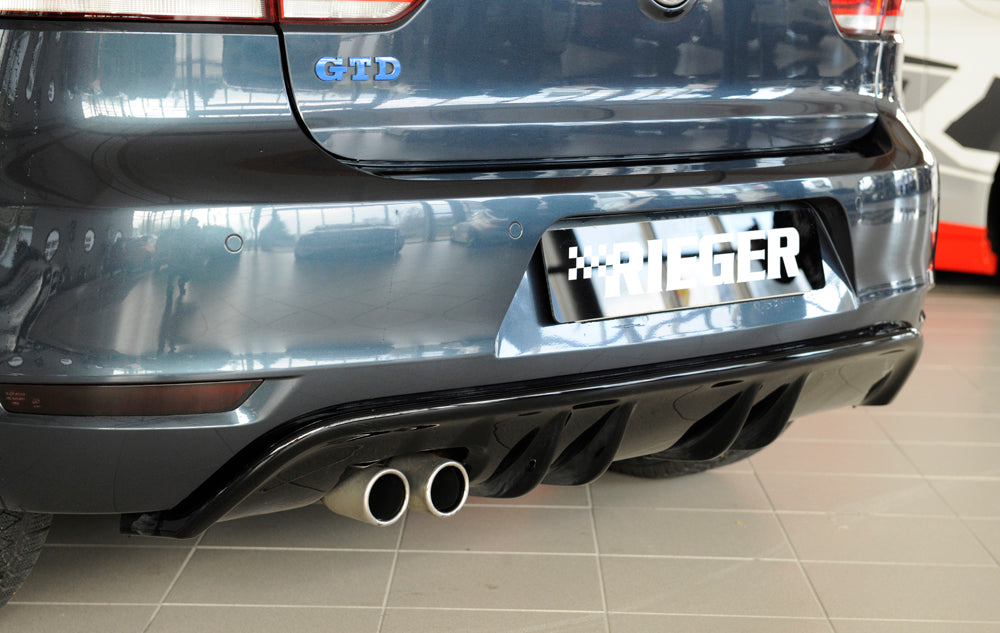 Rieger 00088019 VW Mk6 Golf GTD Rear Diffuser for Original Twin Tailpipe Left - Glossy Black