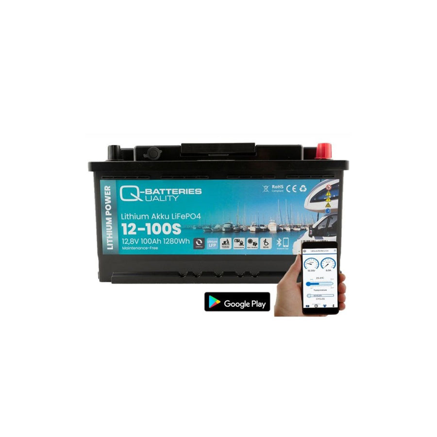 Q-Batteries Qbatteries Lithium Akku 12100S 12.8V 100ah 1280wh LiFePO4 Battery with Bluetooth