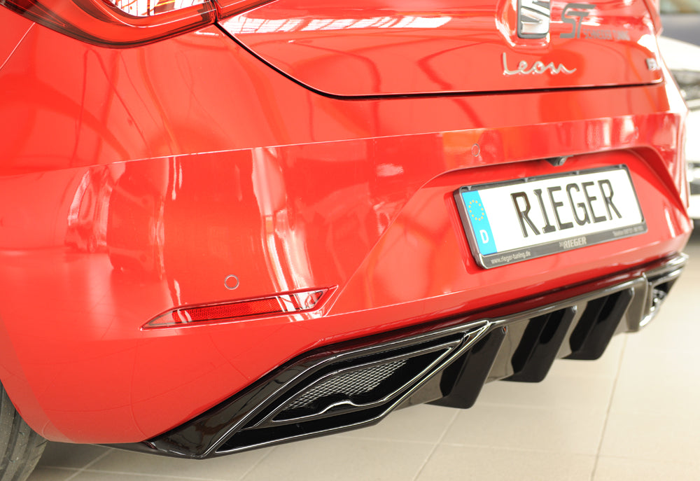 Rieger 00088210 SEAT Leon KL Rear Diffuser - Glossy Black