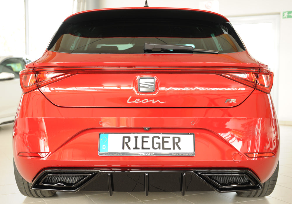 Rieger 00088210 SEAT Leon KL Rear Diffuser - Glossy Black