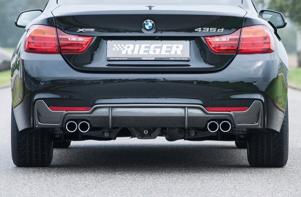 Rieger 00099268 BMW 4 Series F32 F33 F36 Rear Diffuser for Twin Tailpipe Left & Right - Carbon-Look
