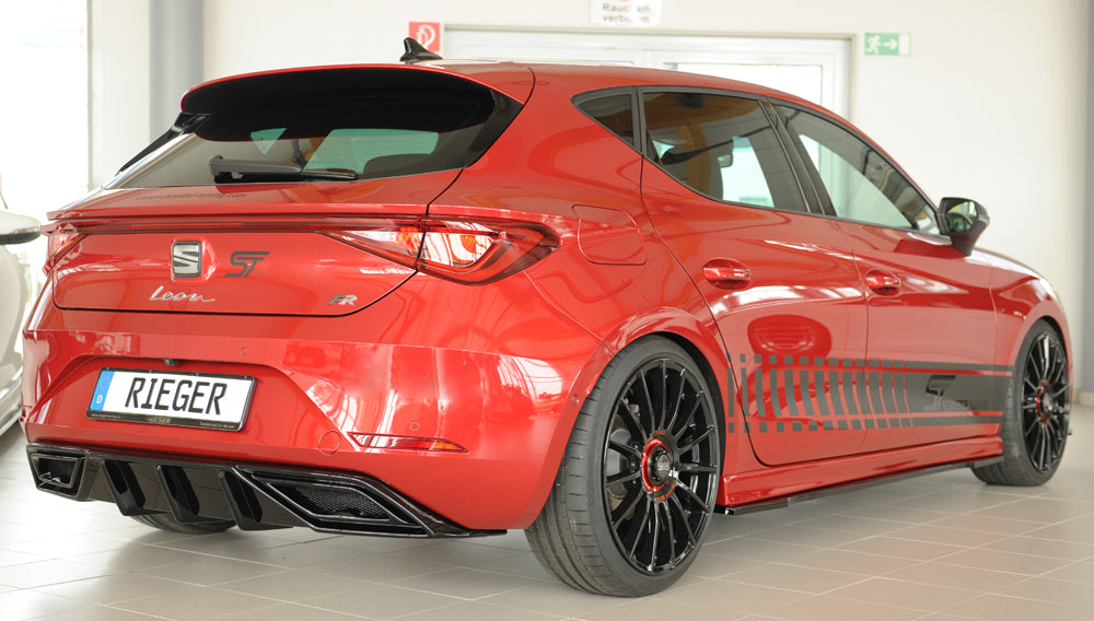 Rieger 00088210 SEAT Leon KL Rear Diffuser - Glossy Black