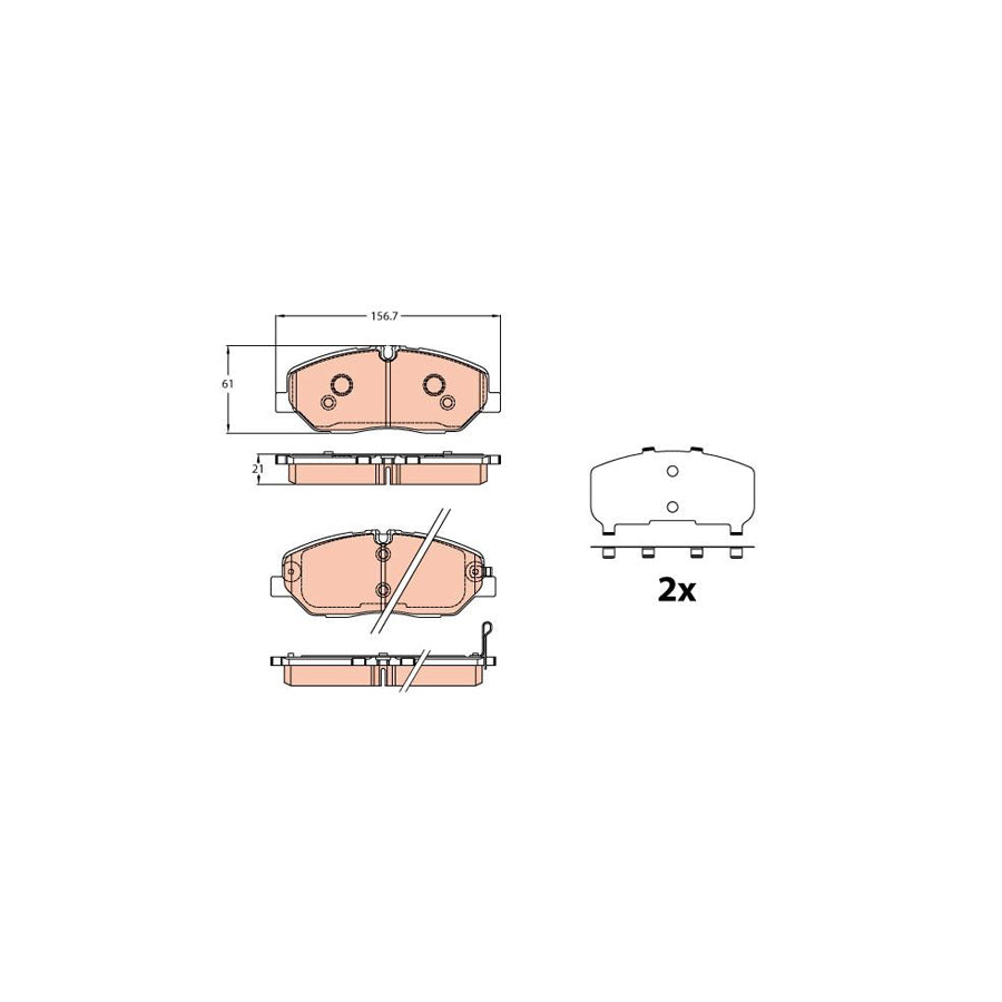 TRW Gdb2227 Brake Pad Set For Hyundai H350 With Acoustic Wear Warning
