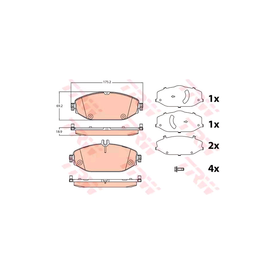 TRW Gdb2097 Brake Pad Set Prepared For Wear Indicator With Brake Caliper Screws With Accessories