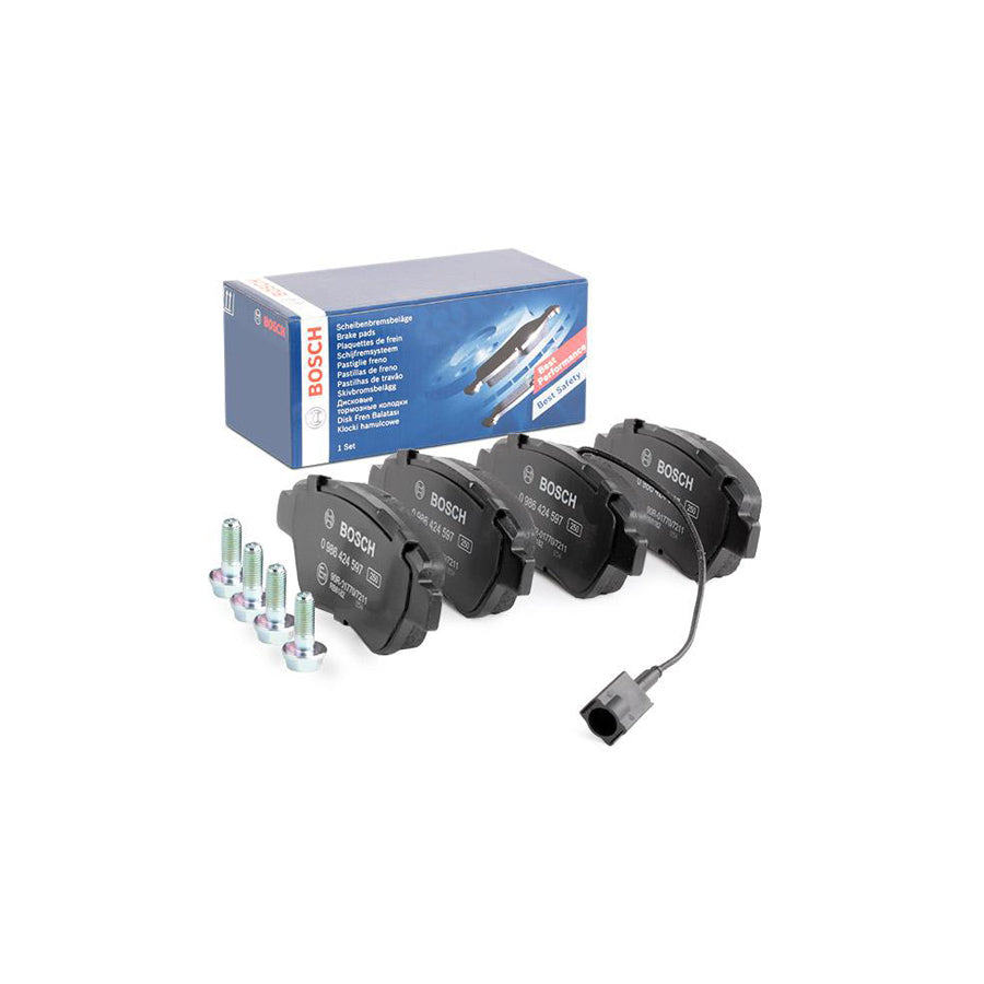 Bosch 0986424597 Brake Pad Set With Integrated Wear Sensor With Anti Squeak Plate With Bolts Screws With Accessories BP339