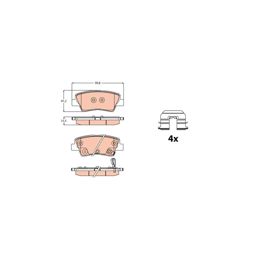 TRW Gdb2173 Brake Pad Set For Kia Soul Ii Ps With Acoustic Wear Warning With Accessories