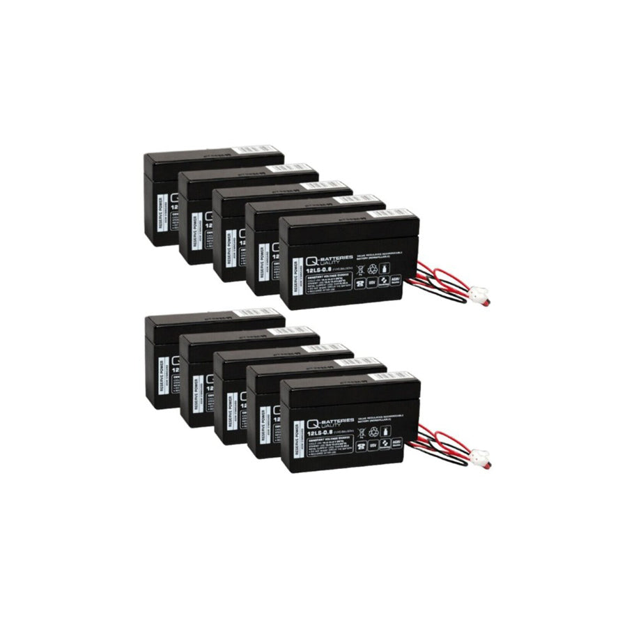 Q-Batteries 12V 0.8Ah Lead Fleece Battery VRLA with JST Connector 12LS0.8 x 10