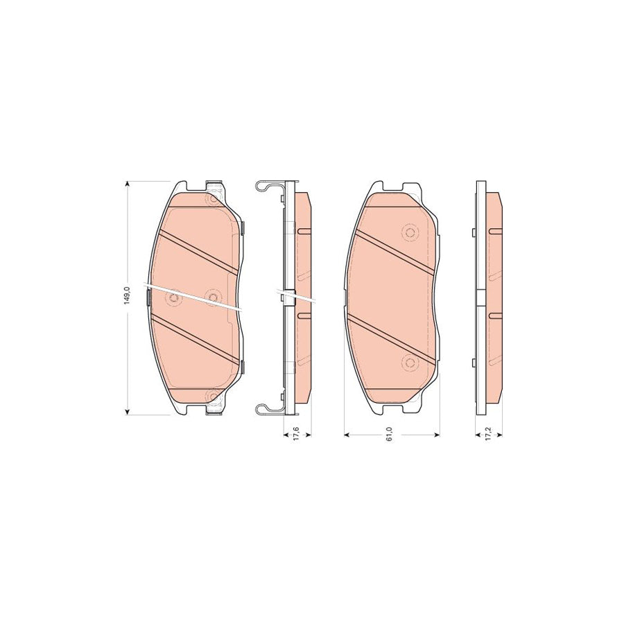 TRW Gdb3465 Brake Pad Set For Hyundai Terracan Hp With Acoustic Wear Warning With Accessories