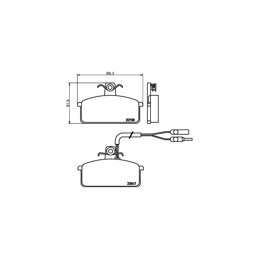 Hella 8DB 355 005 981 Brake Pad Set With Integrated Wear Warning Contact With Brake Caliper Screws
