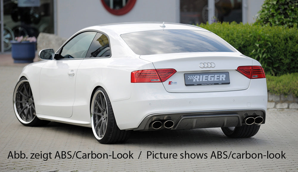 Rieger 00088038 Audi B8 B81 Rear Diffuser for Twin Tailpipe Left & Right (A5 & S5) - Glossy Black