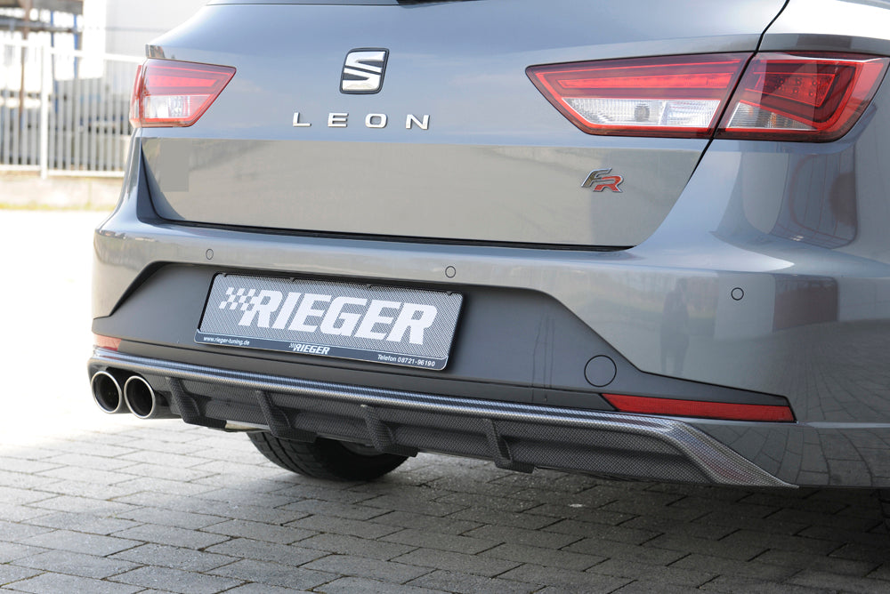 Rieger 00099284 SEAT 5F Leon FR Rear Diffuser for Twin Tailpipe Left - Carbon-Look