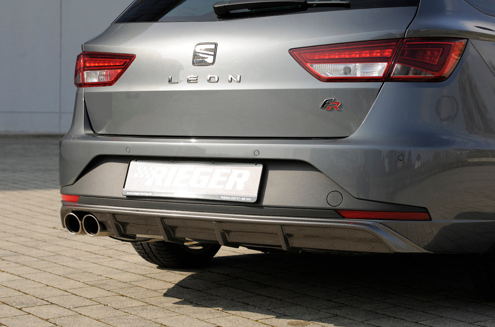 Rieger 00099284 SEAT 5F Leon FR Rear Diffuser for Twin Tailpipe Left - Carbon-Look