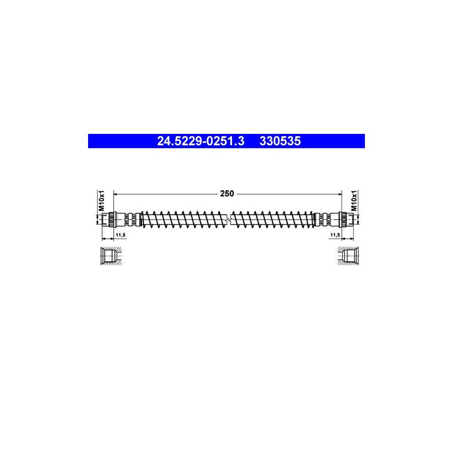 ATE 24 5229 0251 3 Brake Hose 250Mm