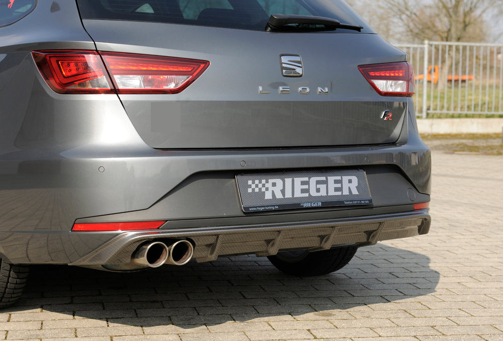 Rieger 00099284 SEAT 5F Leon FR Rear Diffuser for Twin Tailpipe Left - Carbon-Look
