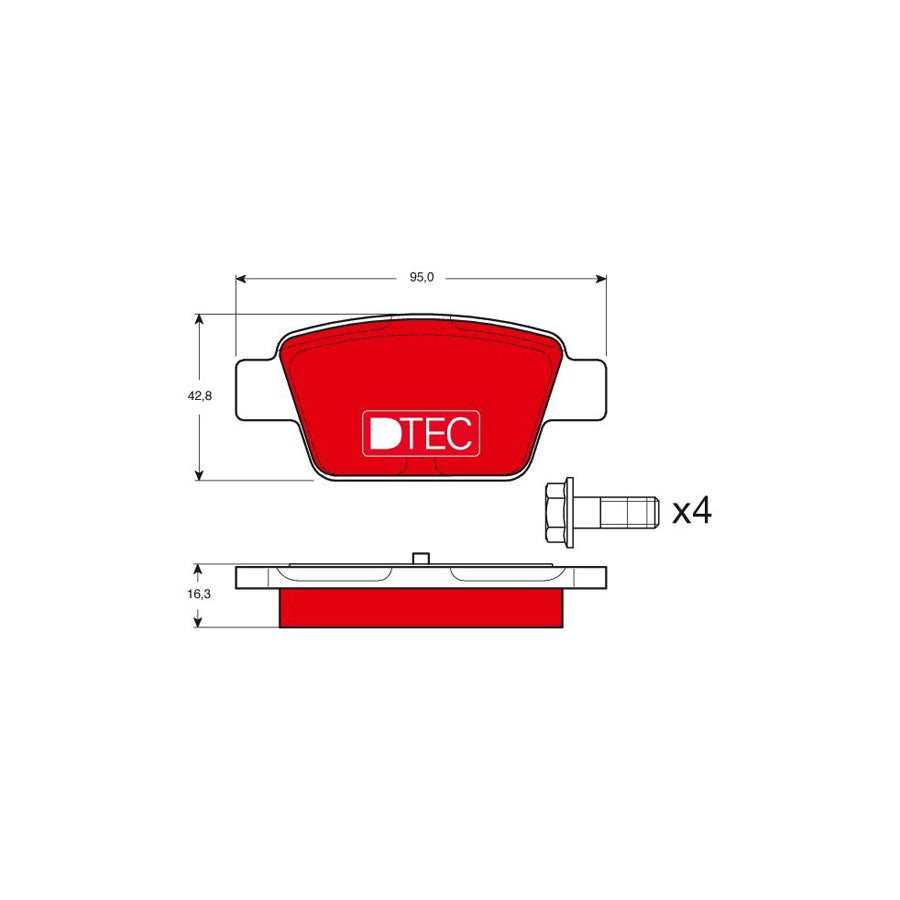 TRW Dtec Cotec Gdb1485Dte Brake Pad Set Not Prepared For Wear Indicator With Brake Caliper Screws With Accessories