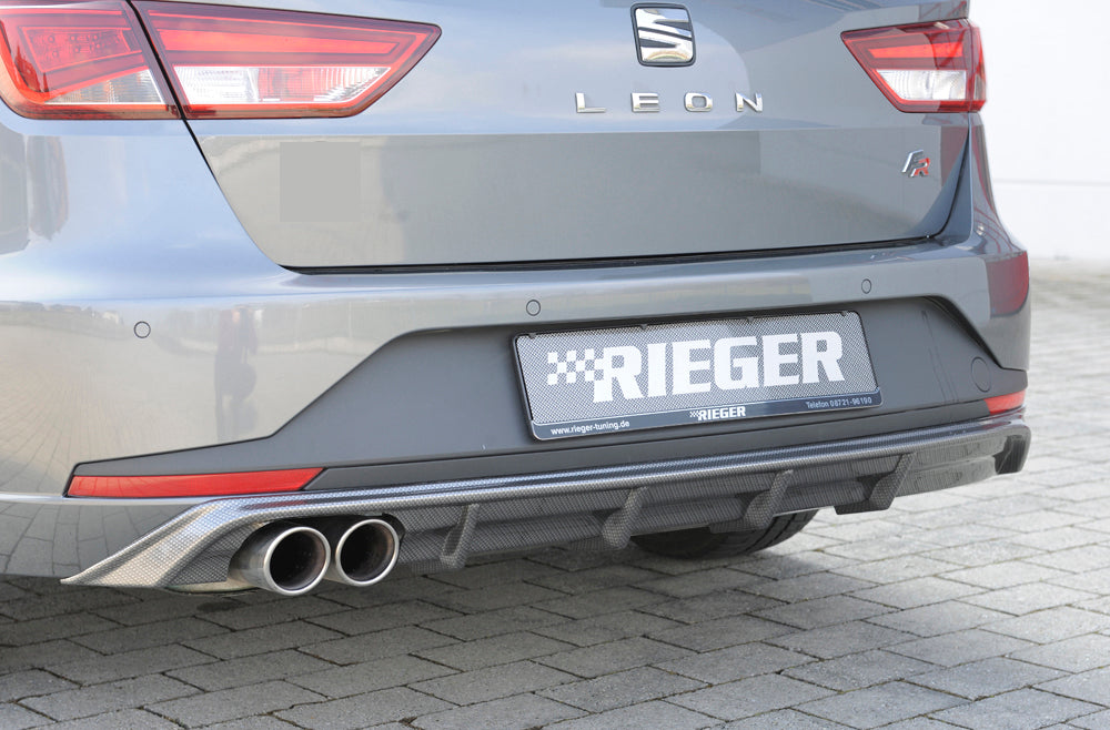 Rieger 00099284 SEAT 5F Leon FR Rear Diffuser for Twin Tailpipe Left - Carbon-Look