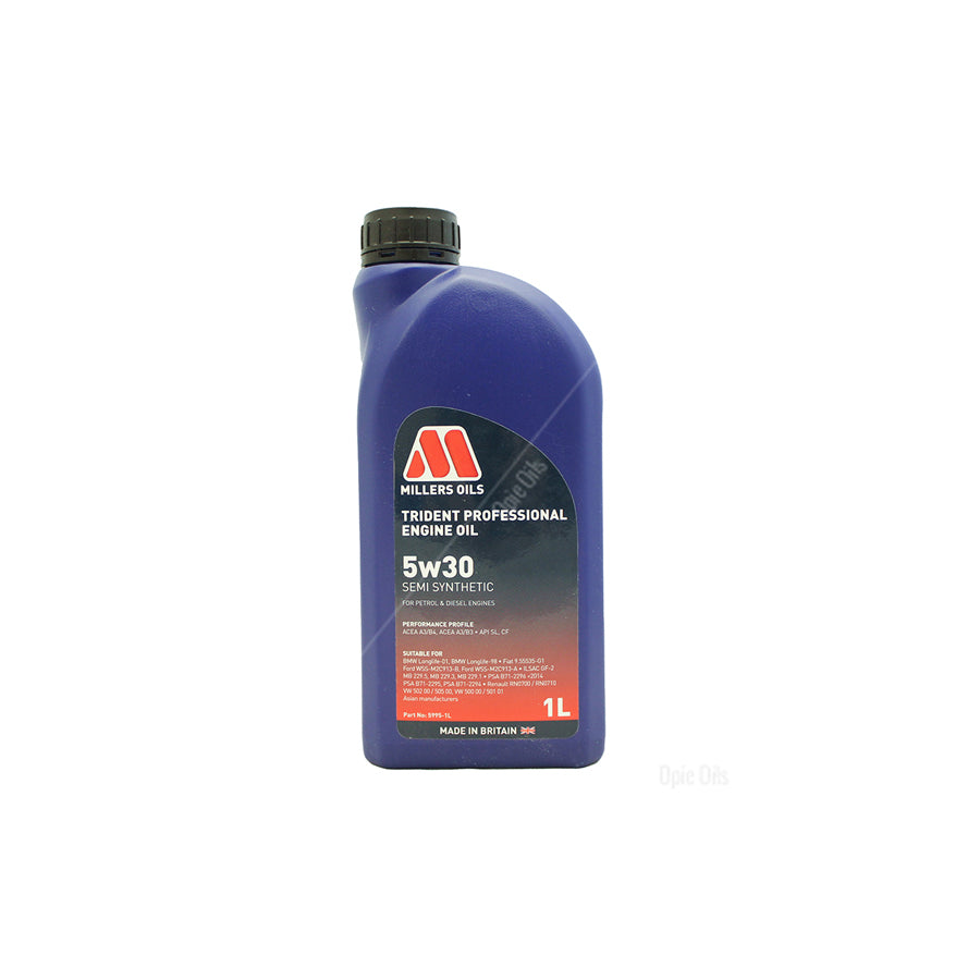 Millers Oils Trident Professional 5W-30 Semi Synthetic Engine Oil 1l