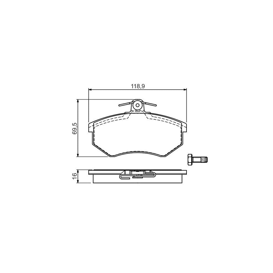 Bosch 0986494544 Brake Pad Set Front Axle Rear Axle With Acoustic Wear Warning With Anti Squeak Plate With Bolts Screws With Mounting Manual BP1465