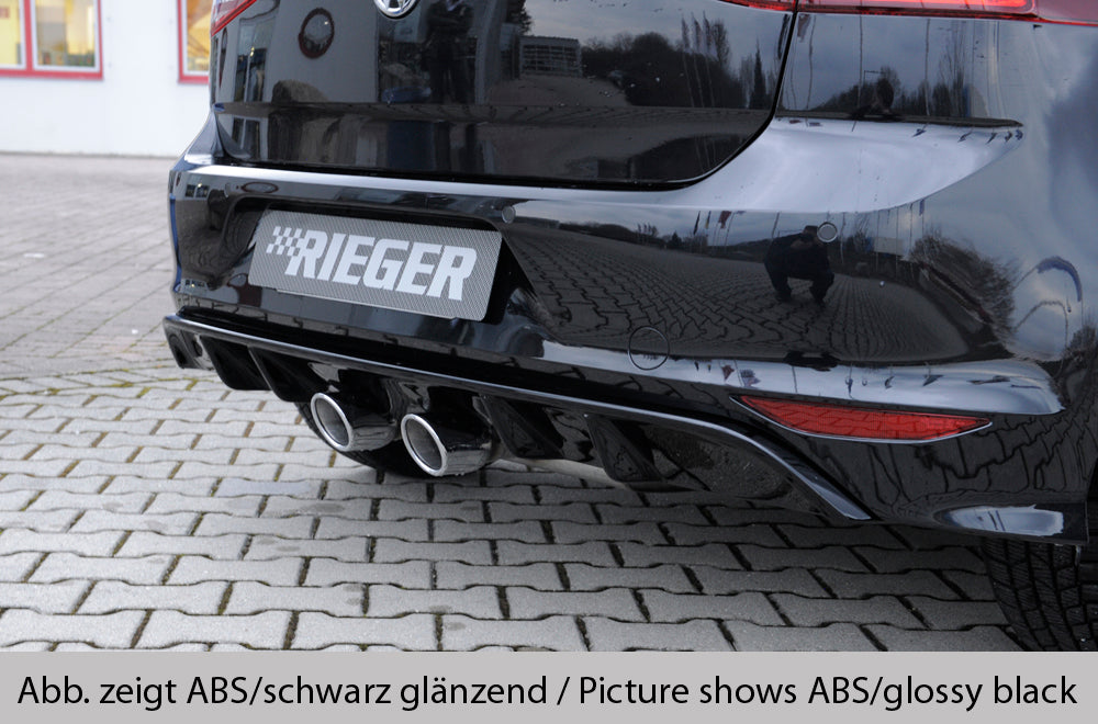 Rieger 00099283 VW Mk7-Line Golf R Rear Diffuser for Twin Tailpipe Centre - Carbon-Look