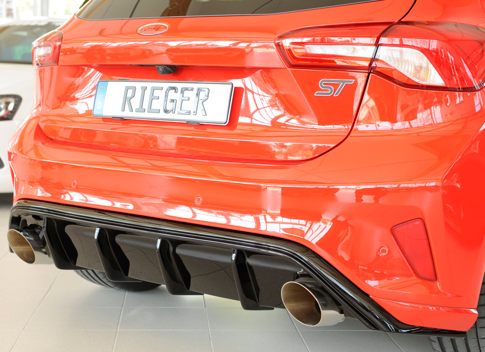 Rieger 00088216 Ford DEH Focus 4 Rear Diffuser for Sport Tailpipe Left & Right (Inc. Focus 4 ST) - Glossy Black