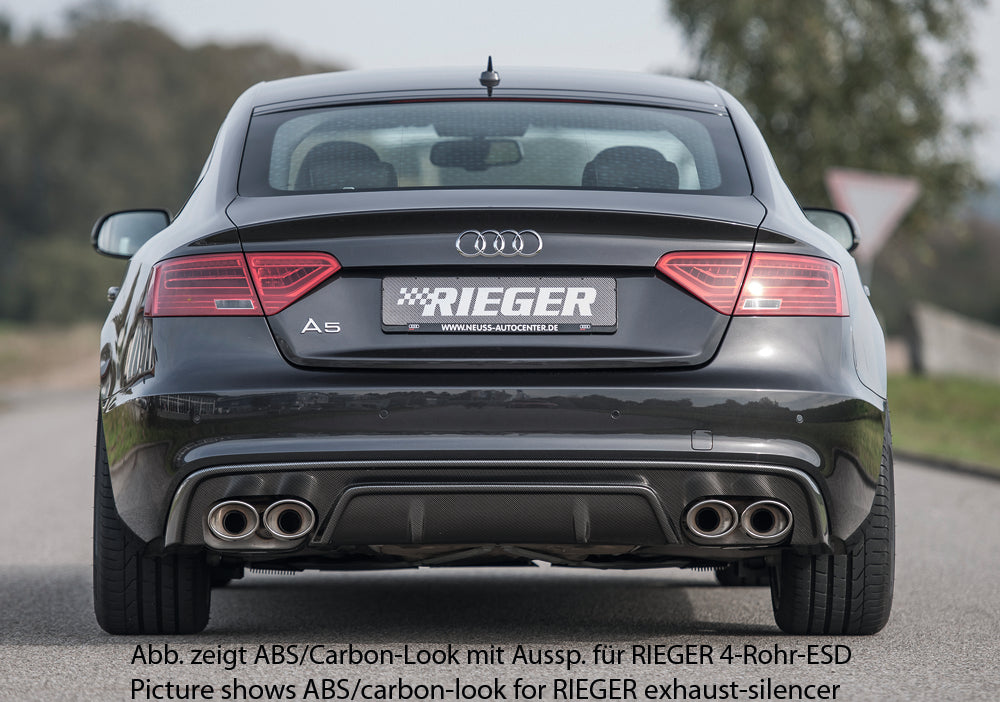 Rieger 00088041 Audi B8 B81 A5 Rear Diffuser for Original Twin Tailpipe Left - Glossy Black