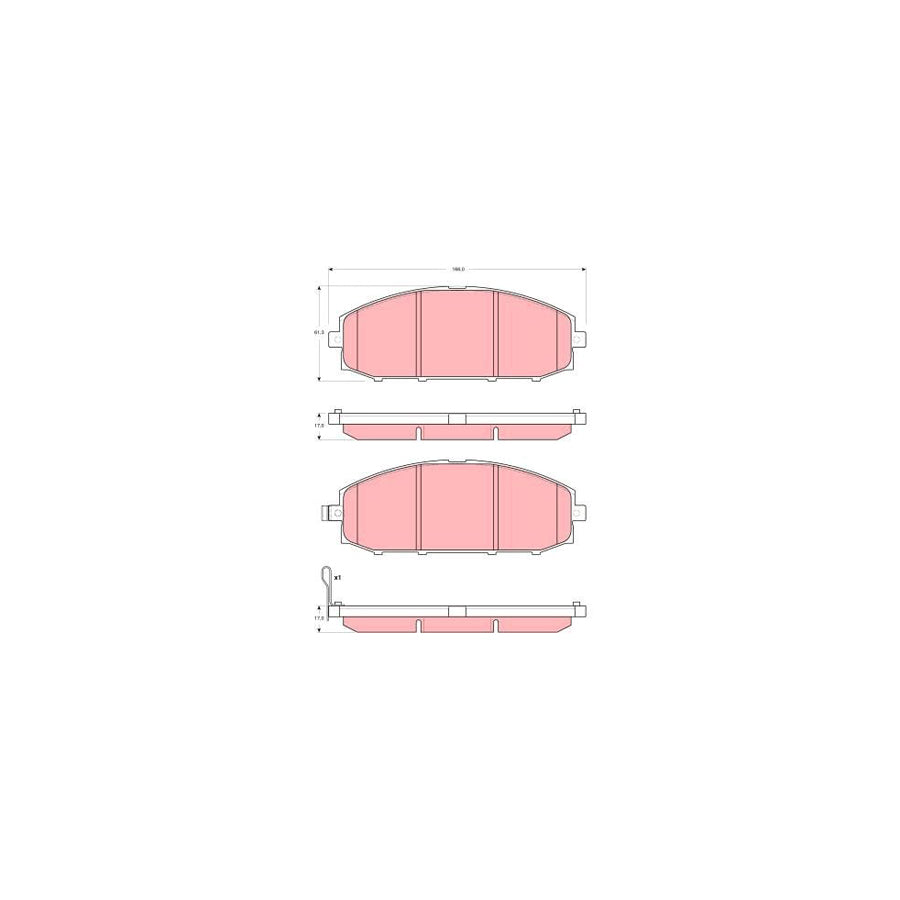 TRW Gdb3361 Brake Pad Set For Nissan Patrol Gr V Off Road Y61 With Acoustic Wear Warning