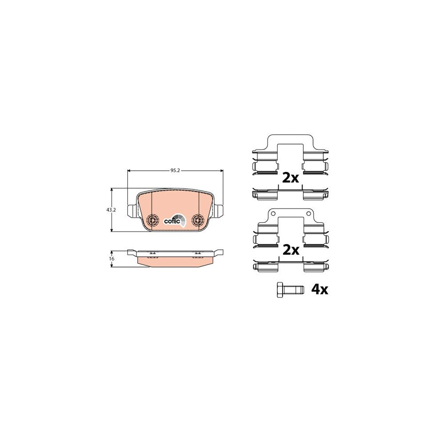 TRW Cotec Gdb1708 Brake Pad Set For Land Rover Freelander Not Prepared For Wear Indicator With Brake Caliper Screws With Accessories