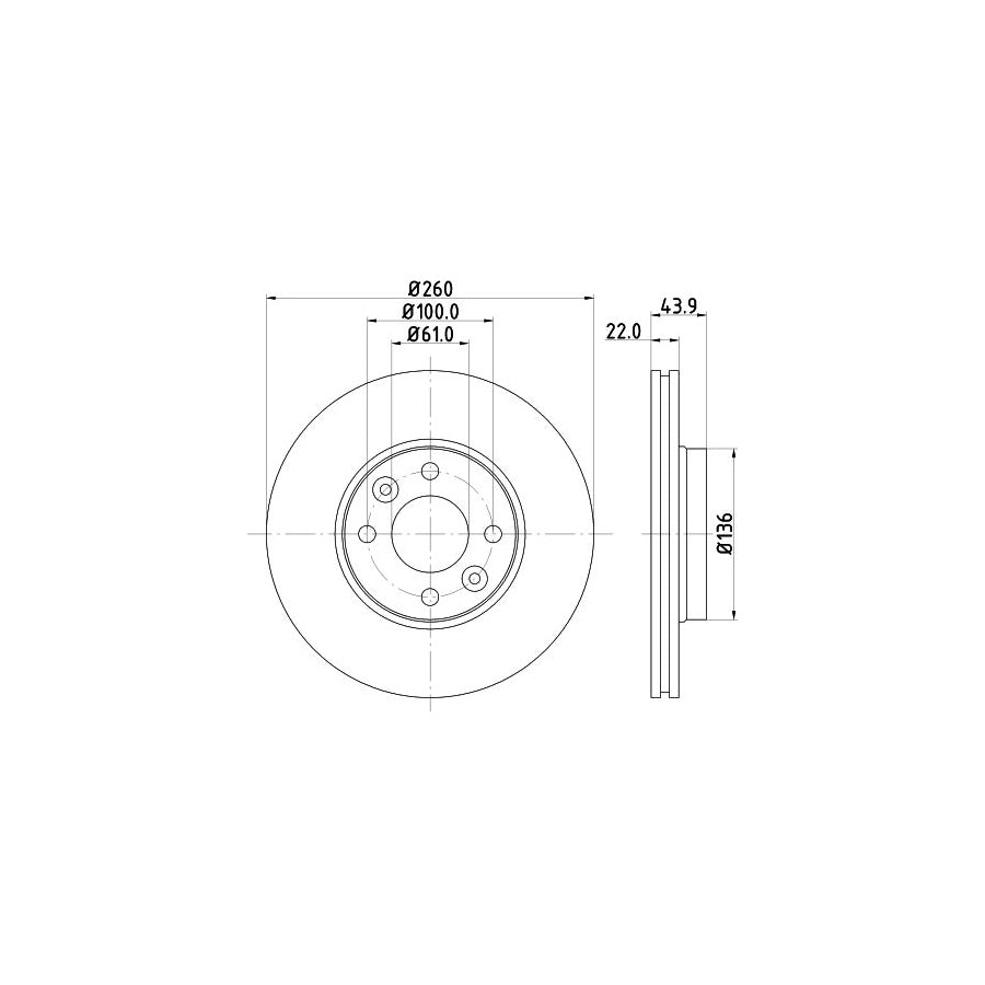 HELLA PRO High Carbon 8DD 355 127 881 Brake Disc Externally Vented Coated High carbon without wheel hub without wheel studs