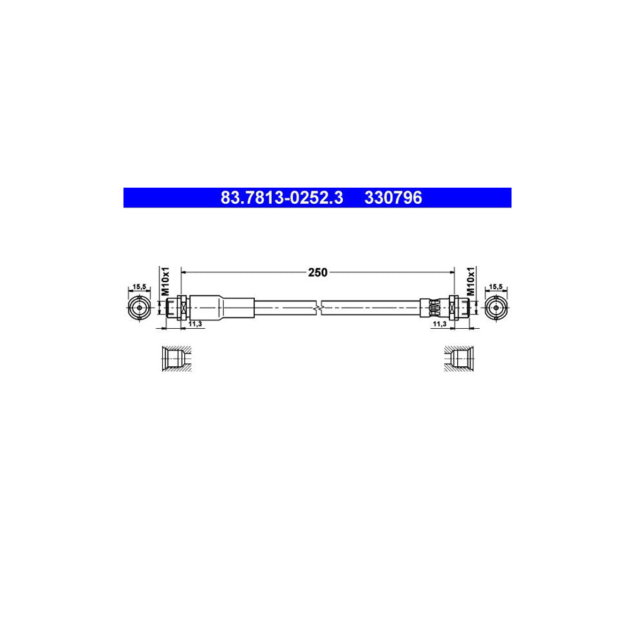 ATE 83 7813 0252 3 Brake Hose 250Mm