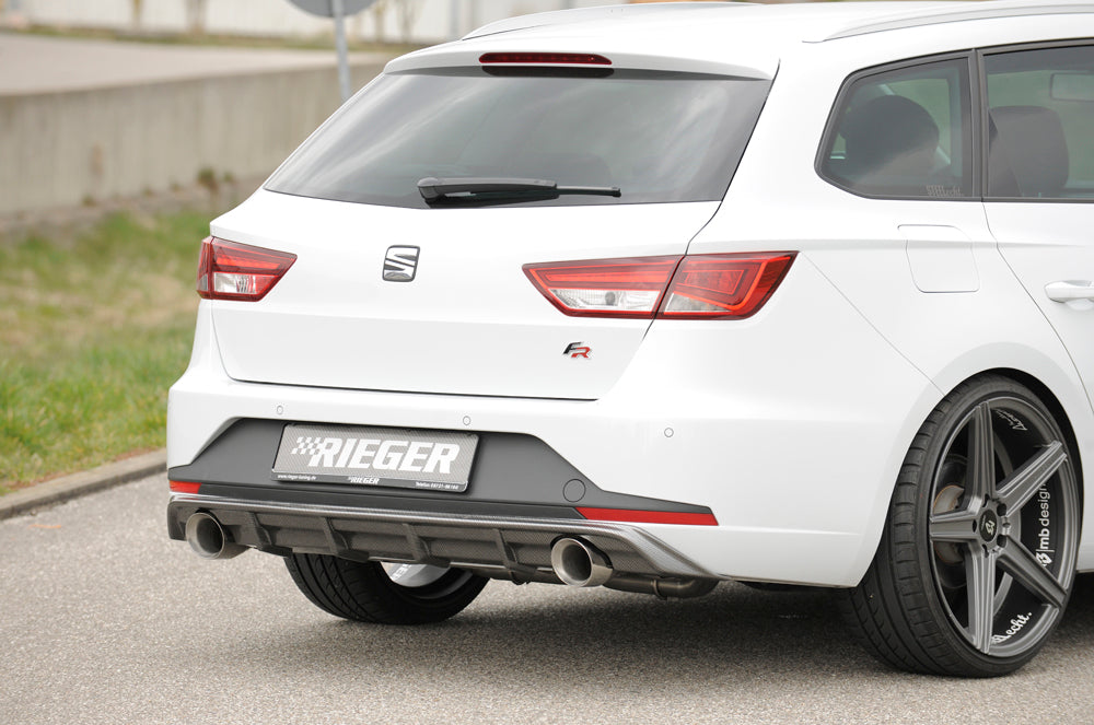 Rieger 00099285 SEAT 5F Leon FR Rear Diffuser for Sport Tailpipe Left & Right - Carbon-Look