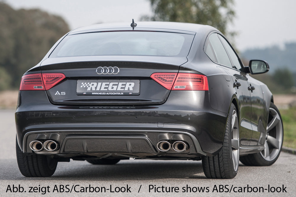 Rieger 00088043 Audi B8 B81 Rear Diffuser for Twin Tailpipe Left & Right (A5 & S5) - Glossy Black