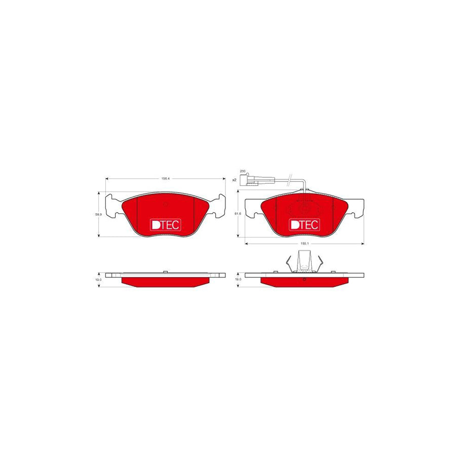 TRW Dtec Cotec Gdb1212Dte Brake Pad Set Incl Wear Warning Contact