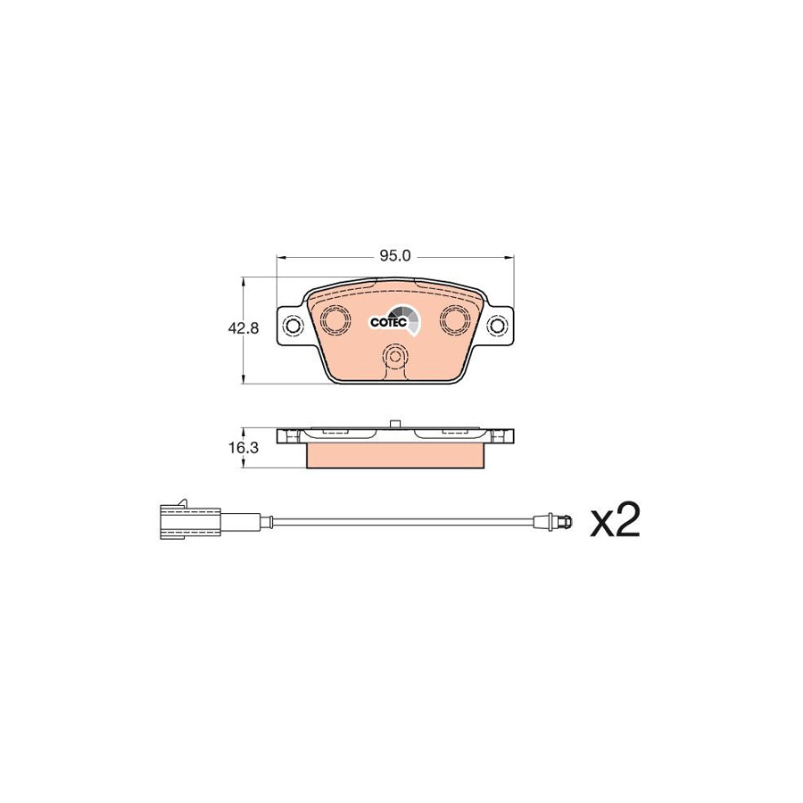 TRW Cotec Gdb2054 Brake Pad Set Incl Wear Warning Contact