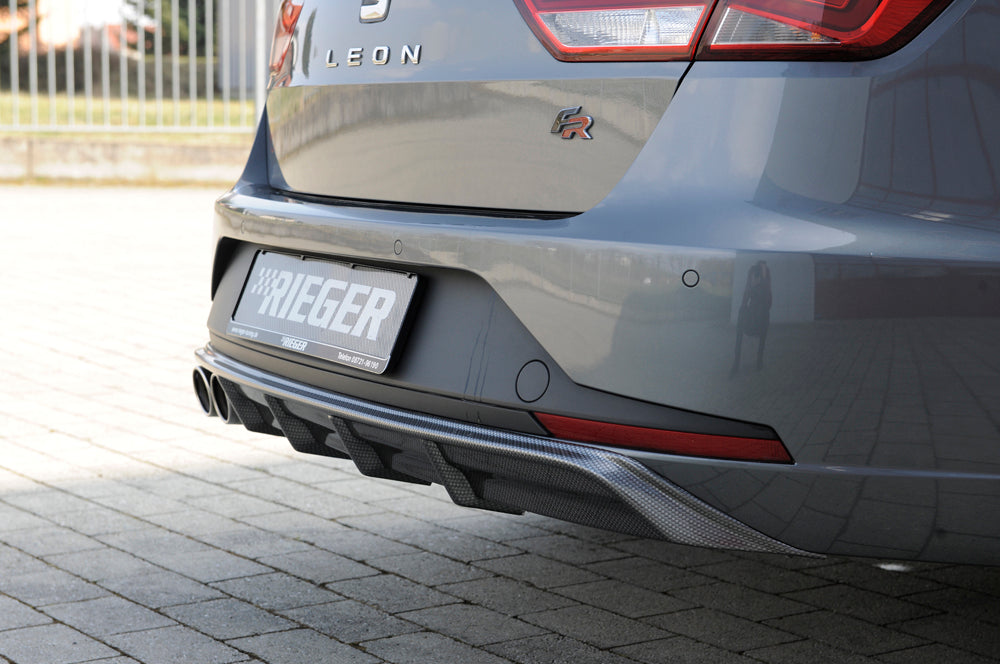 Rieger 00099284 SEAT 5F Leon FR Rear Diffuser for Twin Tailpipe Left - Carbon-Look